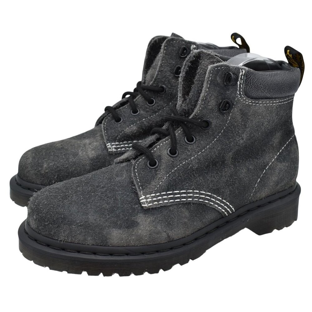 Dr Martens 939 Women Size 9 Stonewashed Hairy Suede Black Gunmetal Lace Up Boots
